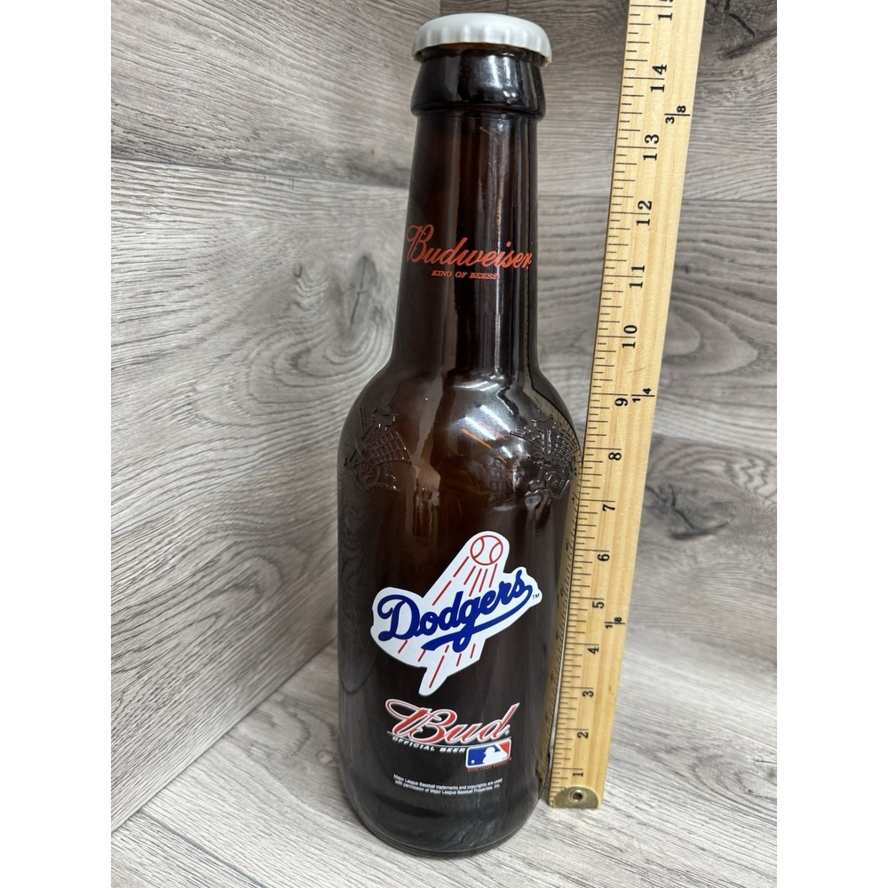 Budweiser Los Angeles Dodgers 14.5" Brown Glass Bottle 64 Ounce Embossed